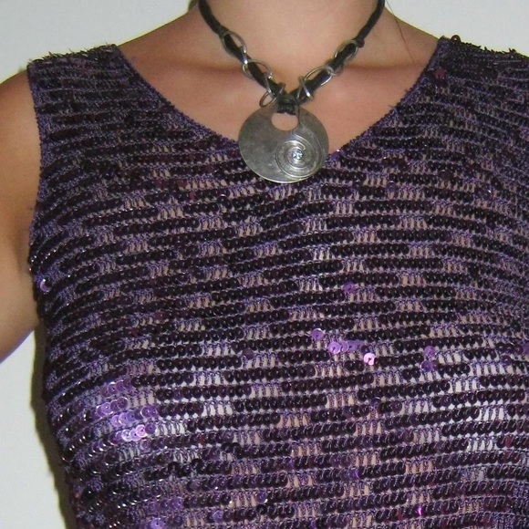 Purple sequin glitter party top - Picture 3 of 5